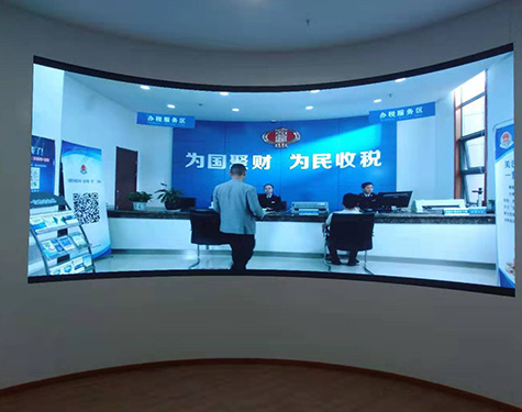 Zhongyi intelligent arc LED display lights up the management committee exhibition of Chizhou High-tech Zone